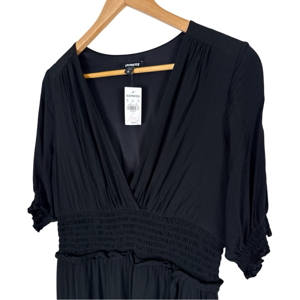 EXPRESS Black Maxi Dress High low ruffle LARGE NWT - Picture 5 of 7